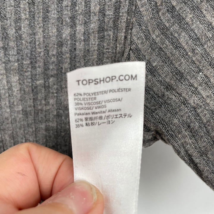 TOPSHOP Ribbed Knit Boat Neck Cropped Top Grey US Size 2