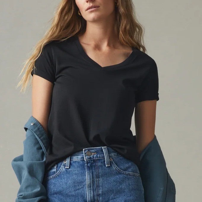 American Giant Women's Classic Cotton V-Neck Tee Size S Made In USA