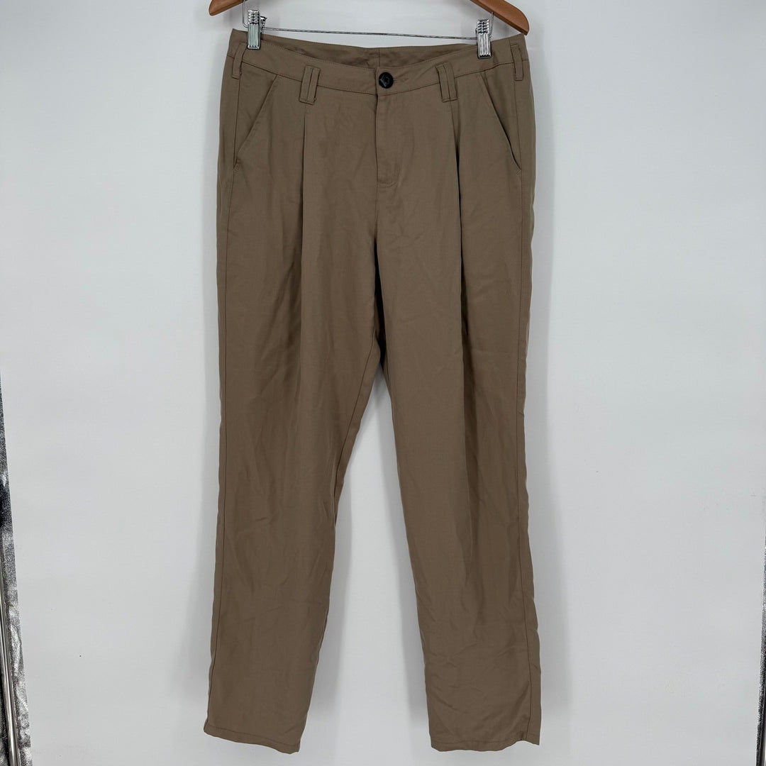 Sundance Relaxed Fit Pleated Tencel Pants Women's Size 8 Tan Casual