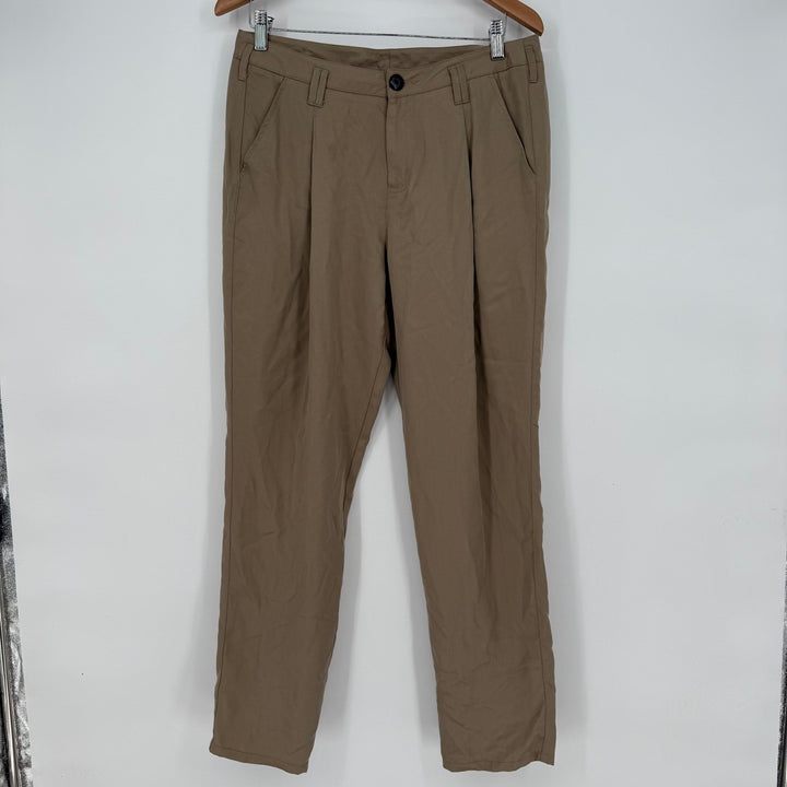 Sundance Relaxed Fit Pleated Tencel Pants Women's Size 8 Tan Casual
