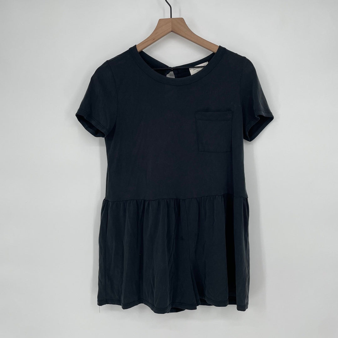 lavender field black peplum tee Romper keyhole back size m