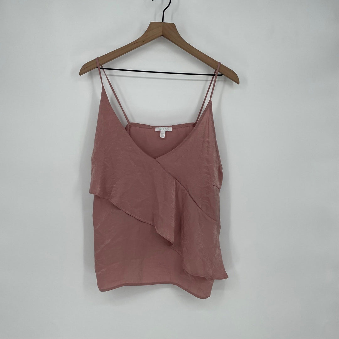 ABOUND Rosy Pink Ruffle V-Neck Cami Tank Top XL Made USA