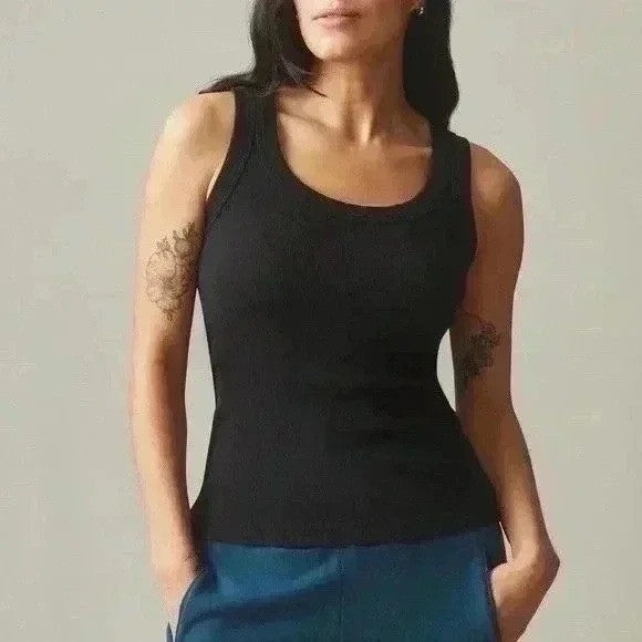 American Giant Black Ribbed Tank Top Women Size M Made in USA