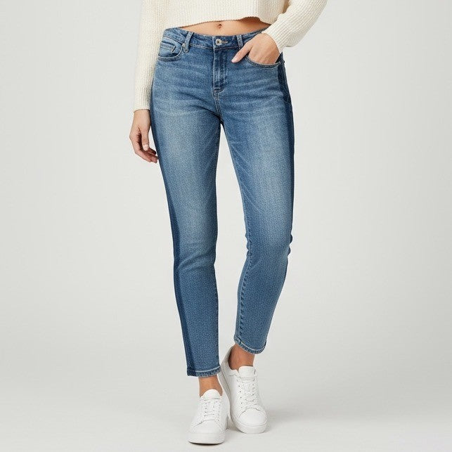 BLANKNYC The Reade Crop Skinny Jeans Blue Denim Colorblock Size 29