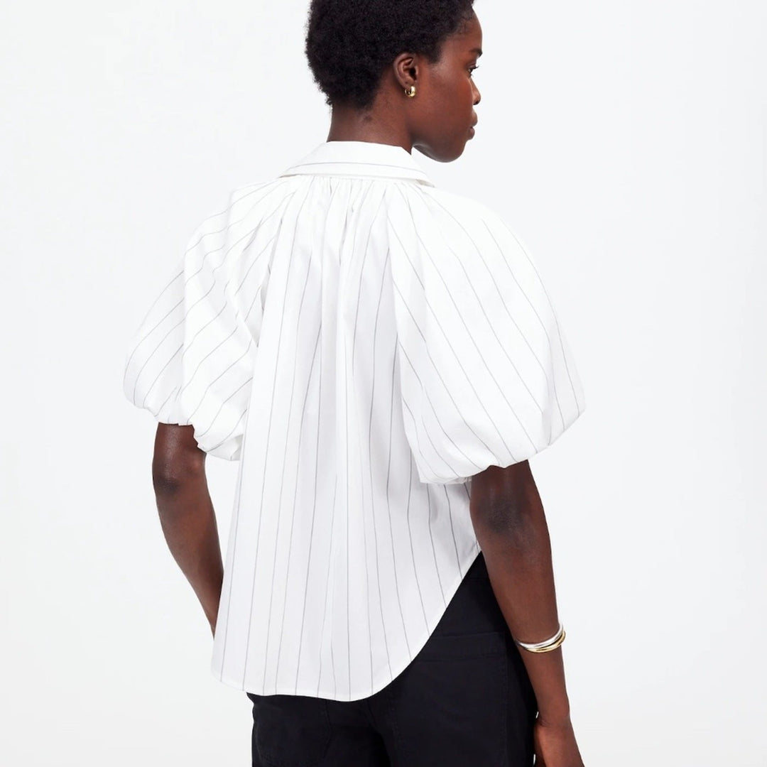 Madewell Shirred Bubble-Sleeve Button-Up Shirt Size M