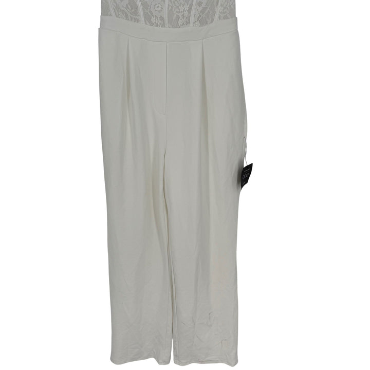Lulus Positively White Lace Strapless Bustier Jumpsuit Size M