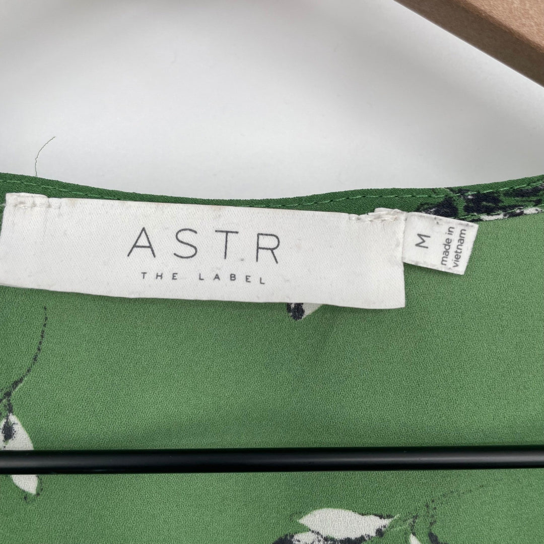 ASTR The Label Green Floral Wrap Peplum Blouse Butterfly Sleeve Size Medium