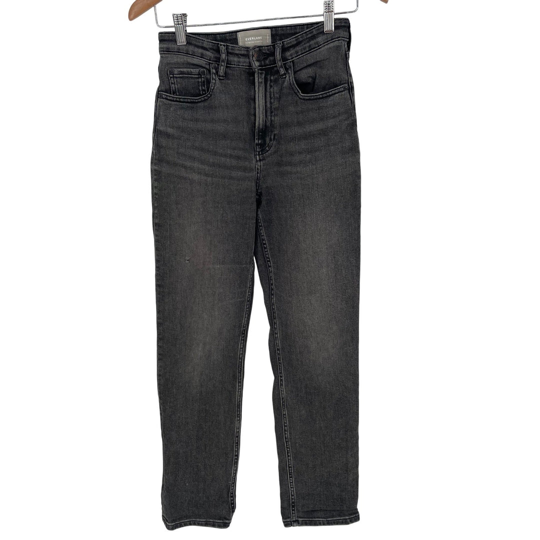 Everlane The High Rise Straight Jean Womens Size 25 Regular Black Wash Denim