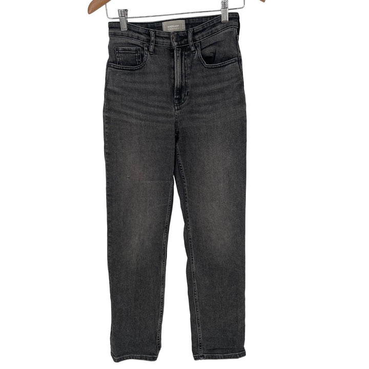 Everlane The High Rise Straight Jean Womens Size 25 Regular Black Wash Denim