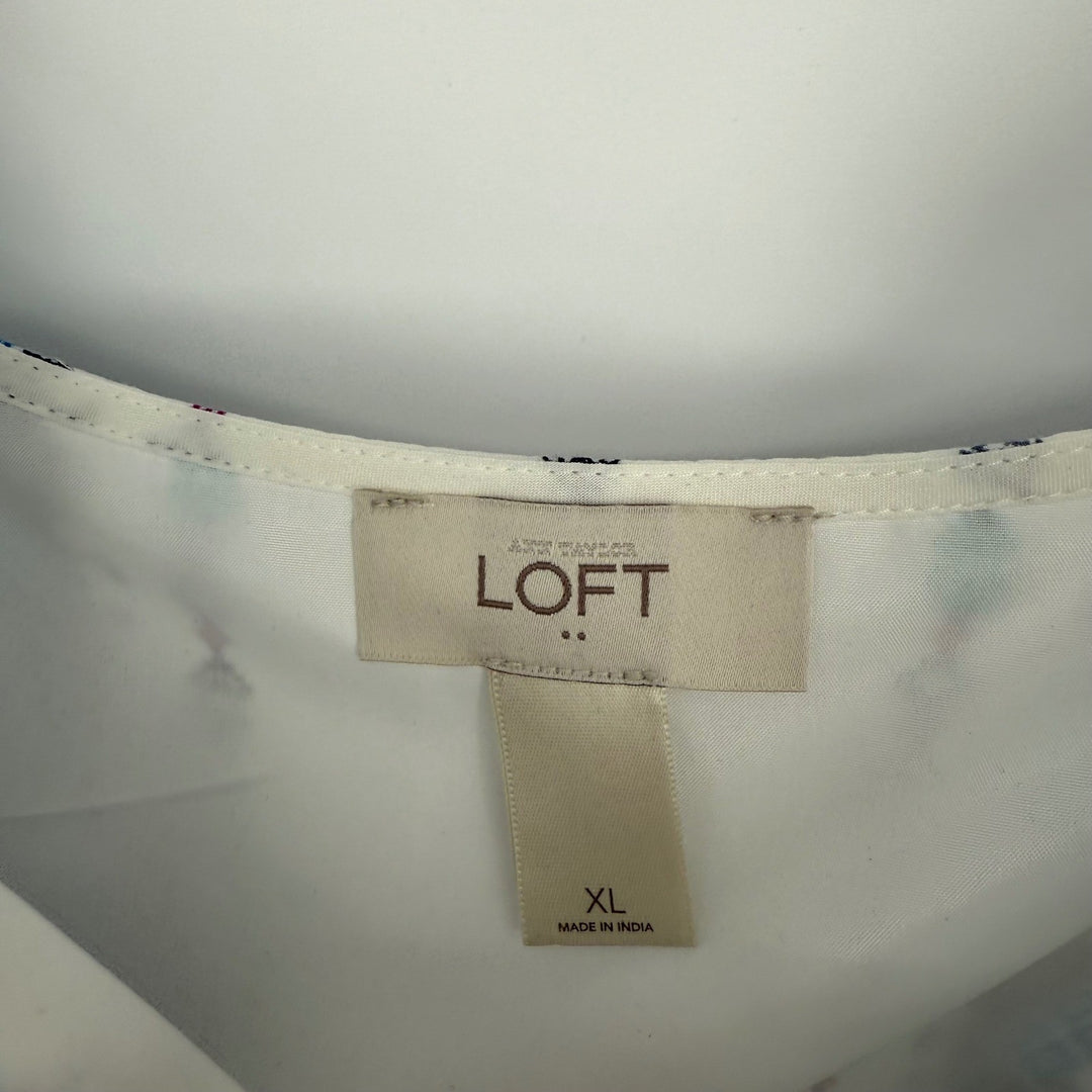 LOFT Cream Embroidered Empire Waist Spaghetti Strap Dress XL