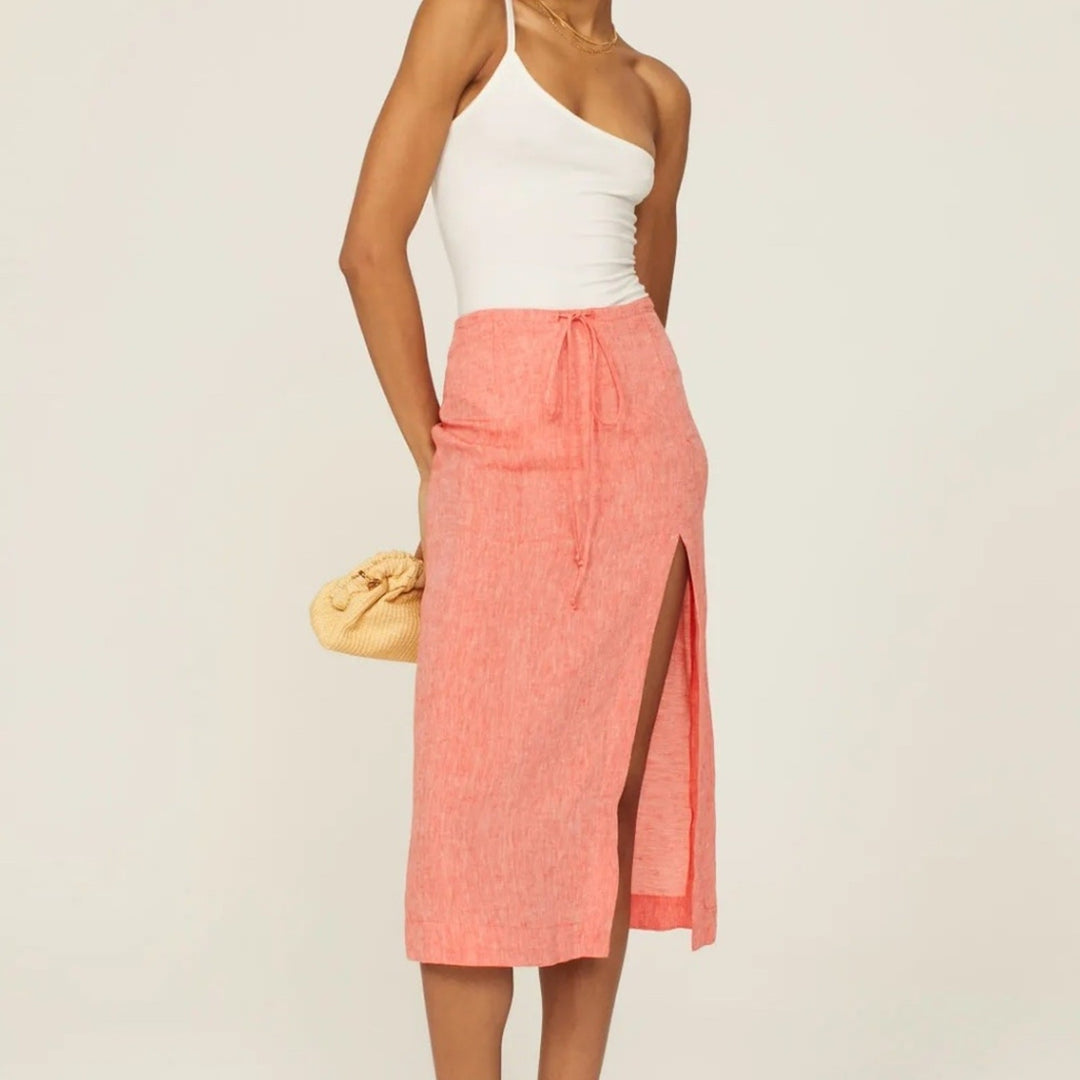 Matthew Bruch Drawstring Midi Skirt Size M