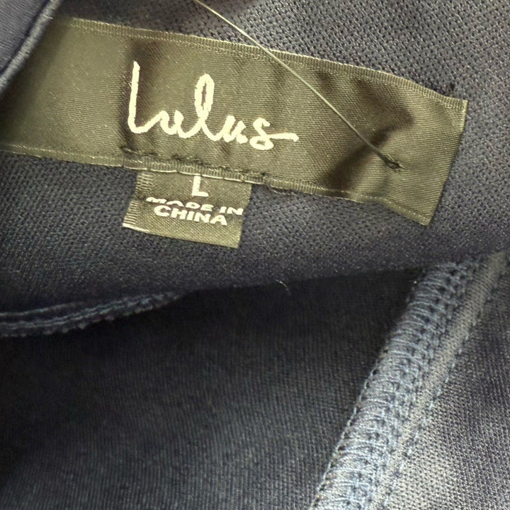 Lulus Graceful Entrance Navy Blue Long Sleeve Backless Maxi Dress Size L