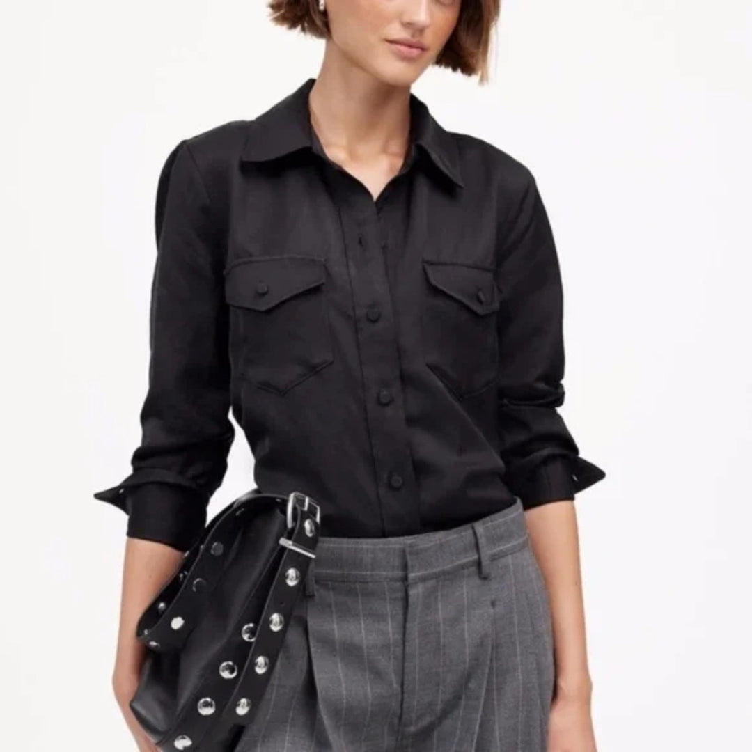 Madewell Western Shirt in Linen Blend Size 4