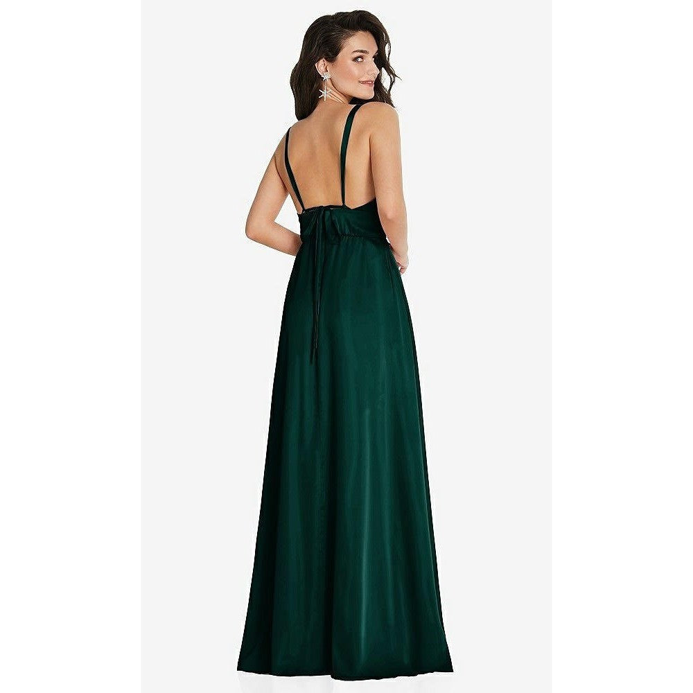 Thread Deep V-Neck Shirred Skirt Maxi Dress With Convertible Straps In Evergreen