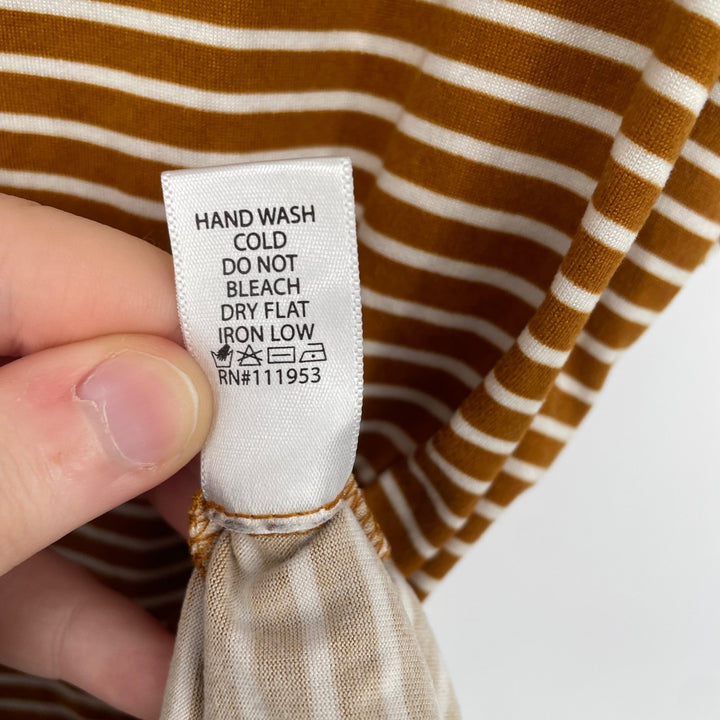 Active USA Women's Striped Tank Bodysuit Amber White Size Large L