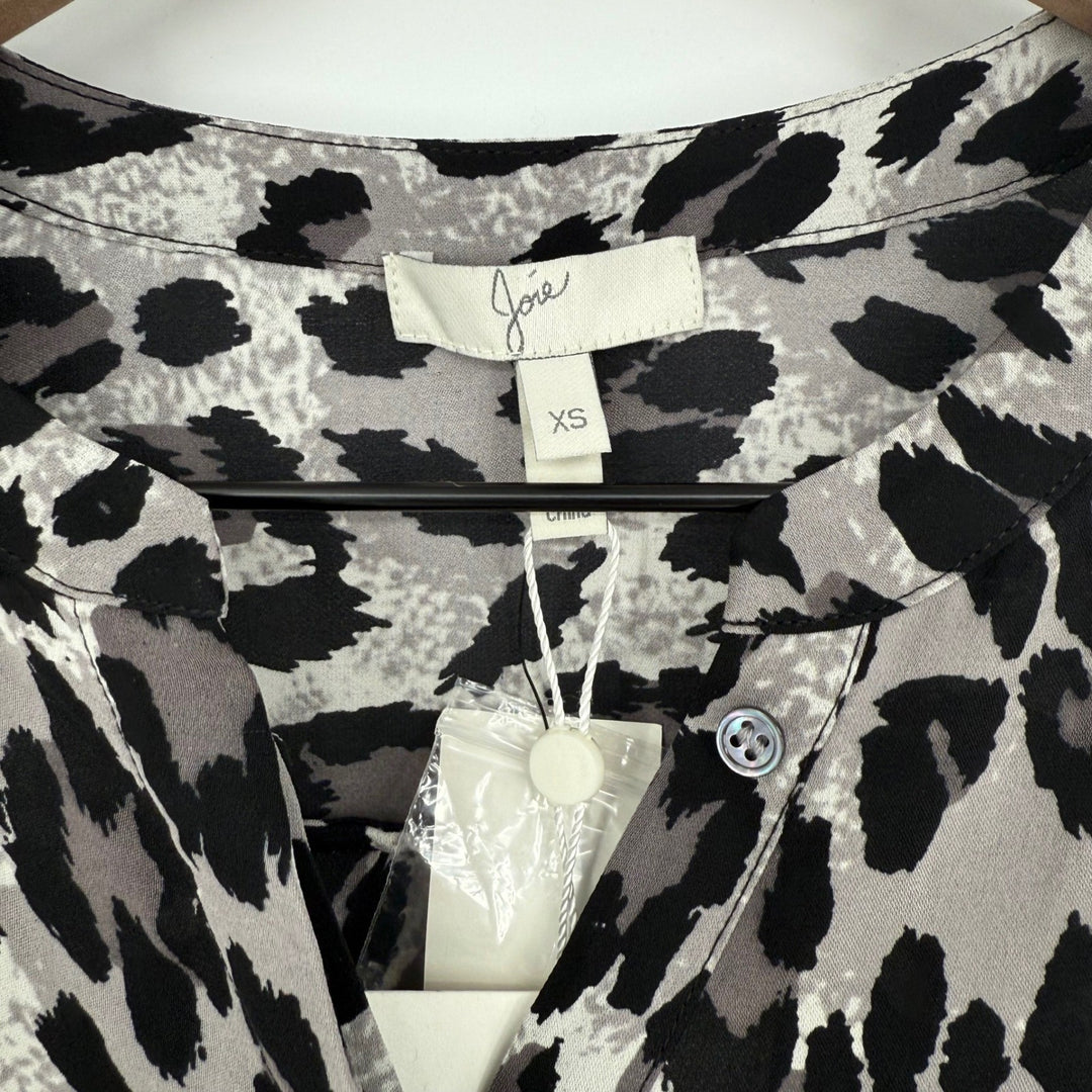 Joie Hanelle Leopard Print Silk Button Down Shirt Blouse Top XS