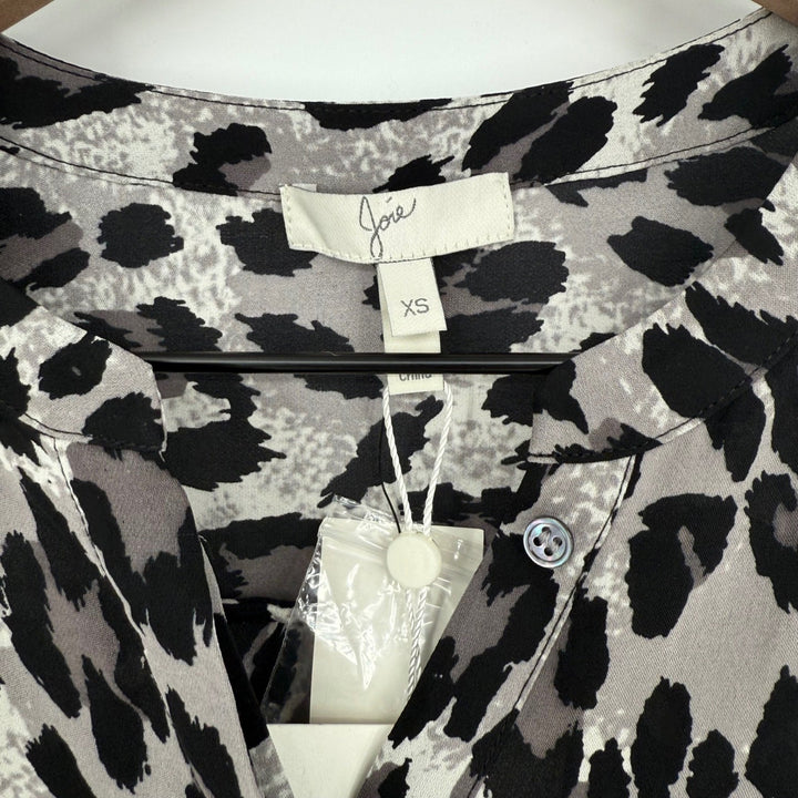 Joie Hanelle Leopard Print Silk Button Down Shirt Blouse Top XS
