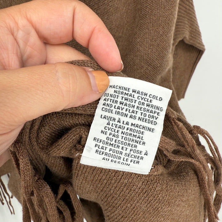 MAGASCHONI Women's Brown Wool Blend Turtleneck Fringe Poncho Sweater S/P