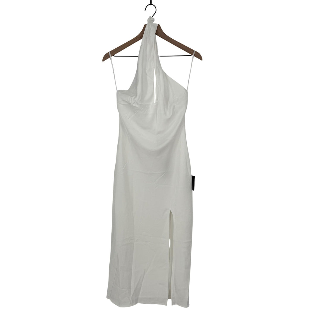 Lulus Beyond Classy White Satin Halter Midi Dress Size M