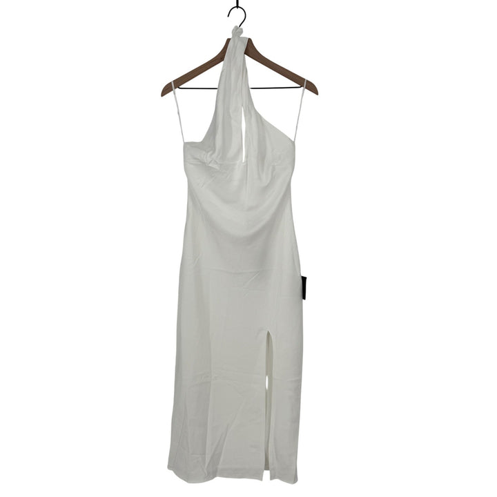 Lulus Beyond Classy White Satin Halter Midi Dress Size M