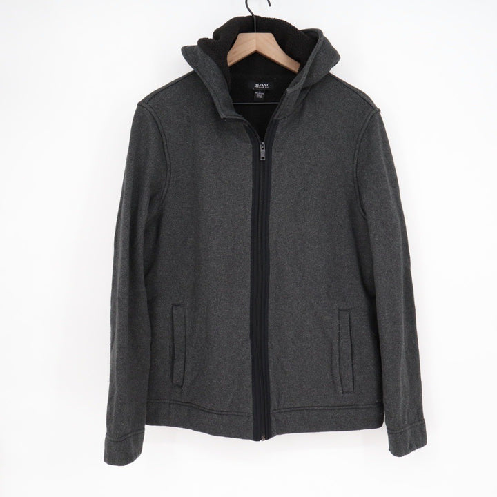 Alfani Mens Regular Fit Charcoal Gray Fleece Lined Hoodie Jacket Size M