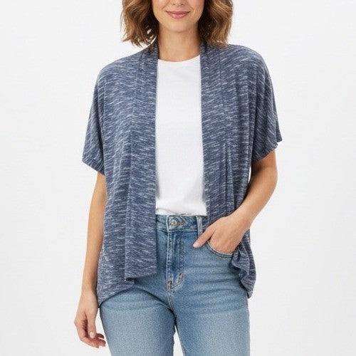 B Collection by Bobéau Blue Short Sleeve Open Front Cardigan Sweater Size S