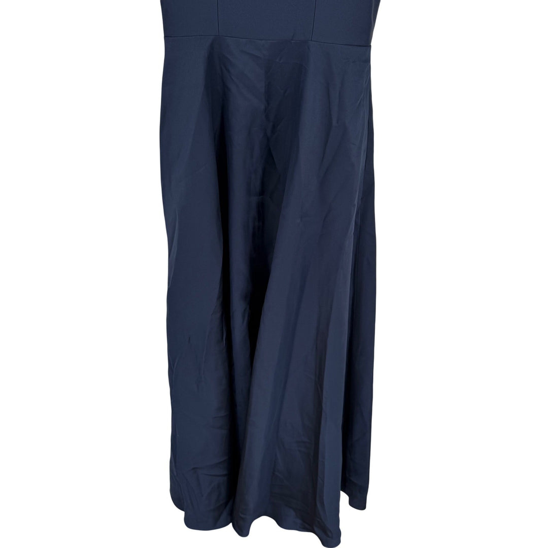 Dessy Collection Square-Neck Satin Maxi Dress With Full Skirt In Midnight Navy