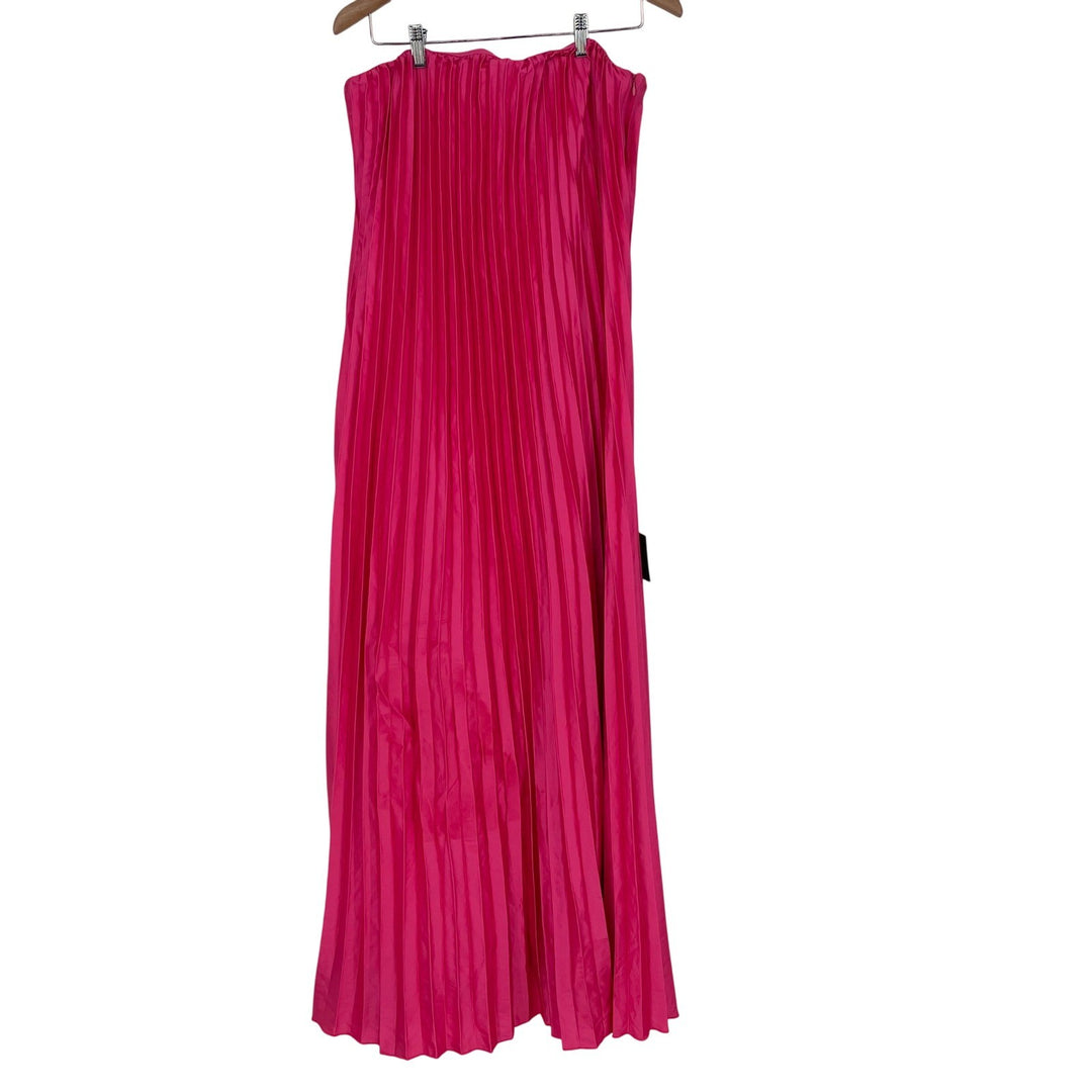 Lulus Strapless Pleated Maxi Dress Hot Pink XL