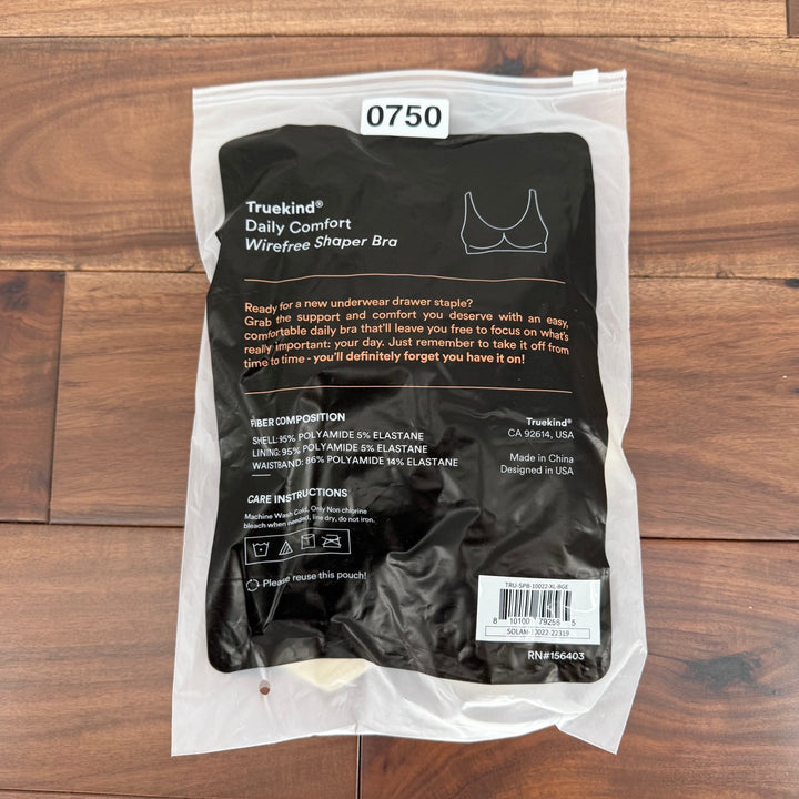 Truekind Daily Comfort Wirefree Shaper Bra Black XL