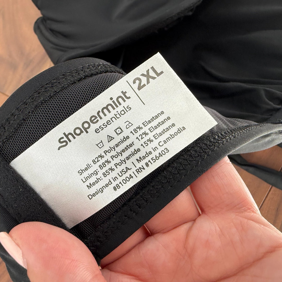 Shapermint Essentials Full Coverage Halter Bikini Top Womens 2XL Black Back Ties