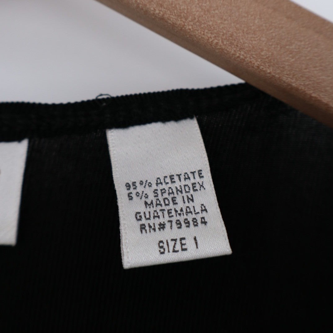 Chicos Travelers Black Open Front Cardigan Sweater Tie Hem Size 1