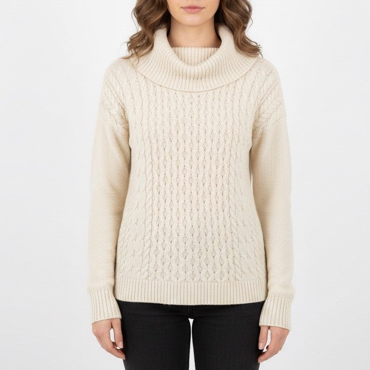 American Eagle Outfitters Cream Cable Knit Cowl Neck Sweater Size S P