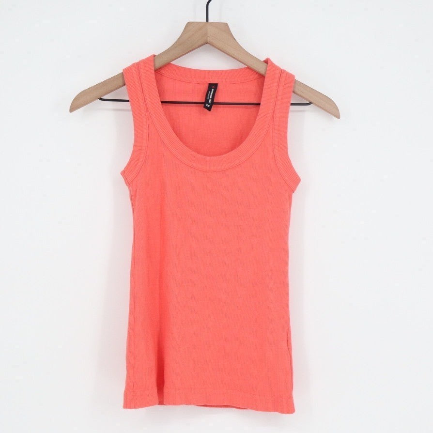 American Giant Ribbed Tank Top Coral Orange Racerback XS Made in USA