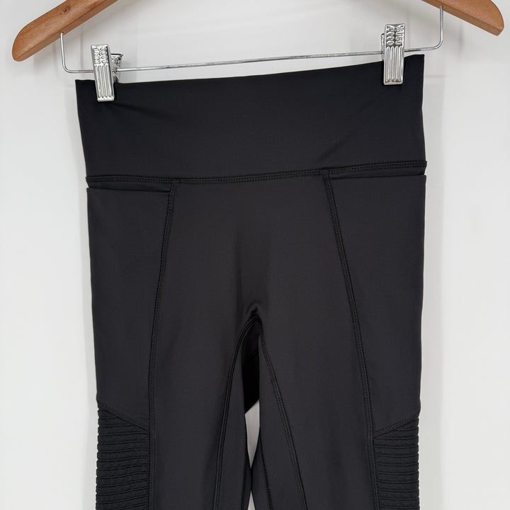 Fabletics Black Moto Ribbed High Waisted Athleisure Leggings Size S