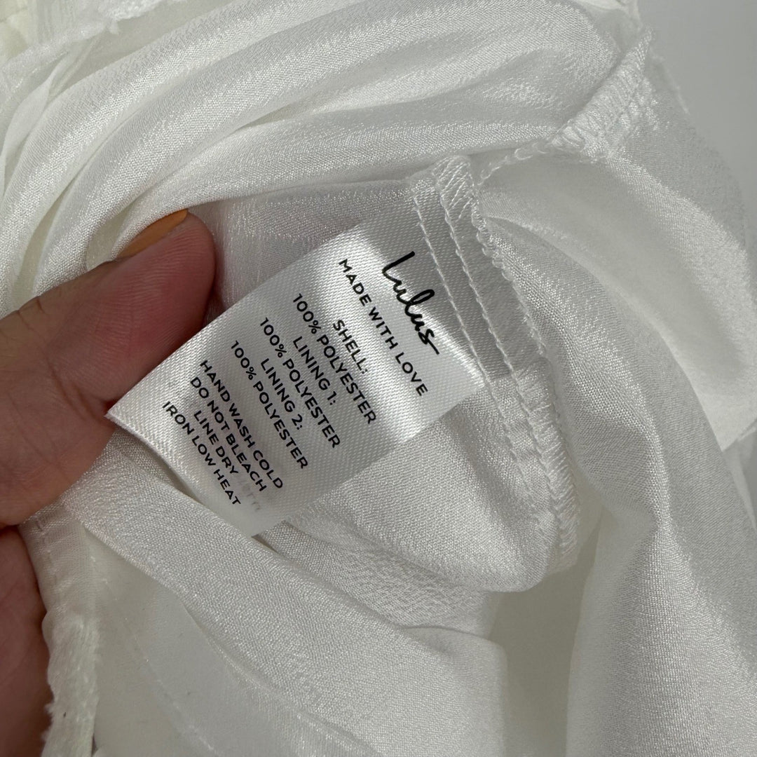 Lulus Exceptionally Angelic White Floral Puff Sleeve Mini Dress Size L