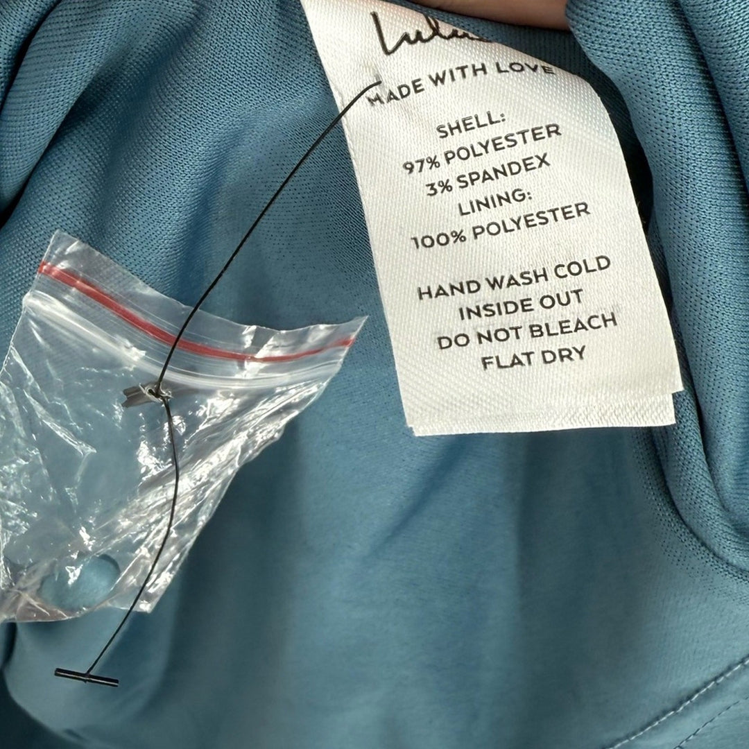 Lulus Got The Love Slate Blue Satin Square-Neck Mini Dress Size L