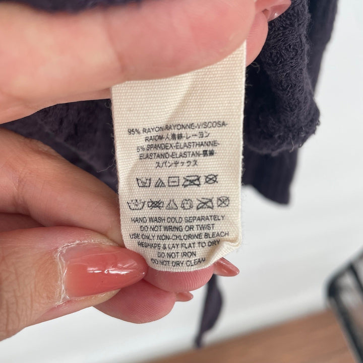 Free People Charcoal Grey Waffle Knit Long Sleeve Tunic Top Size S