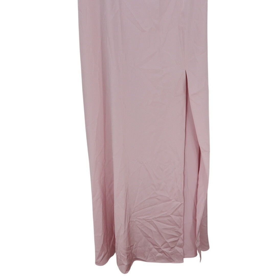 After Six Bow One-Shoulder Fluid Satin Maxi Dress With Full Skirt Size M