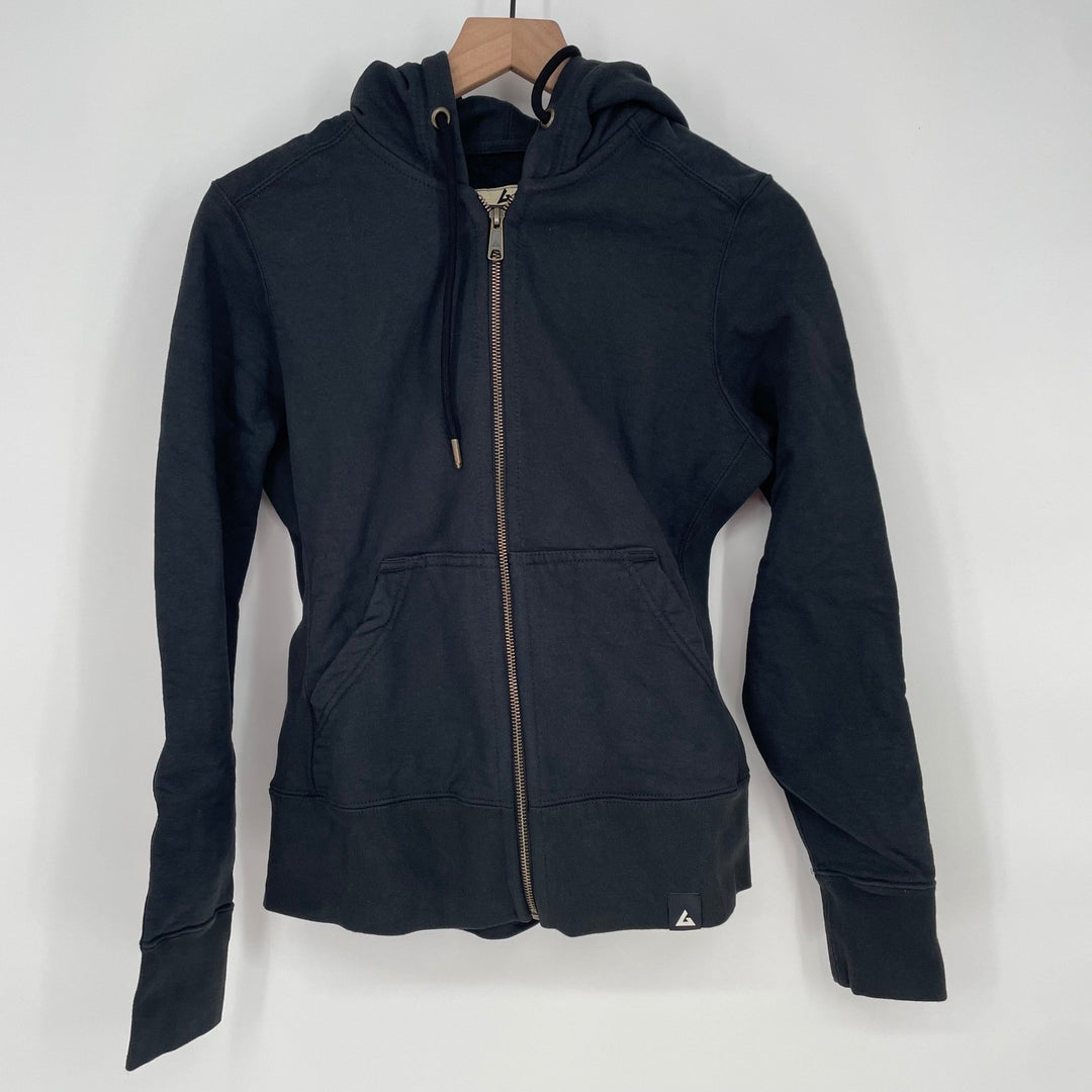 American Giant Women's Black Zip Up Hoodie Sweatshirt Full Zip Size S Cotton USA