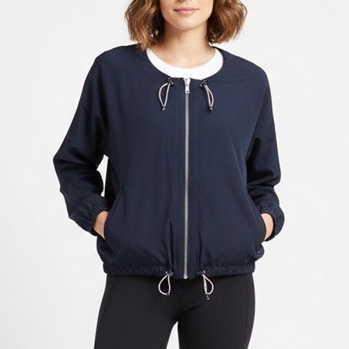 Athleta Navy Blue Full Zip Elastic Windbreaker Jacket Size XL