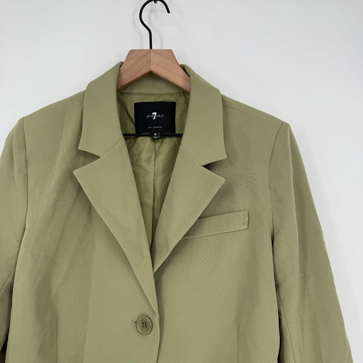 7 For All Mankind Cropped Blazer Jacket Career Casual Olive Green Size M