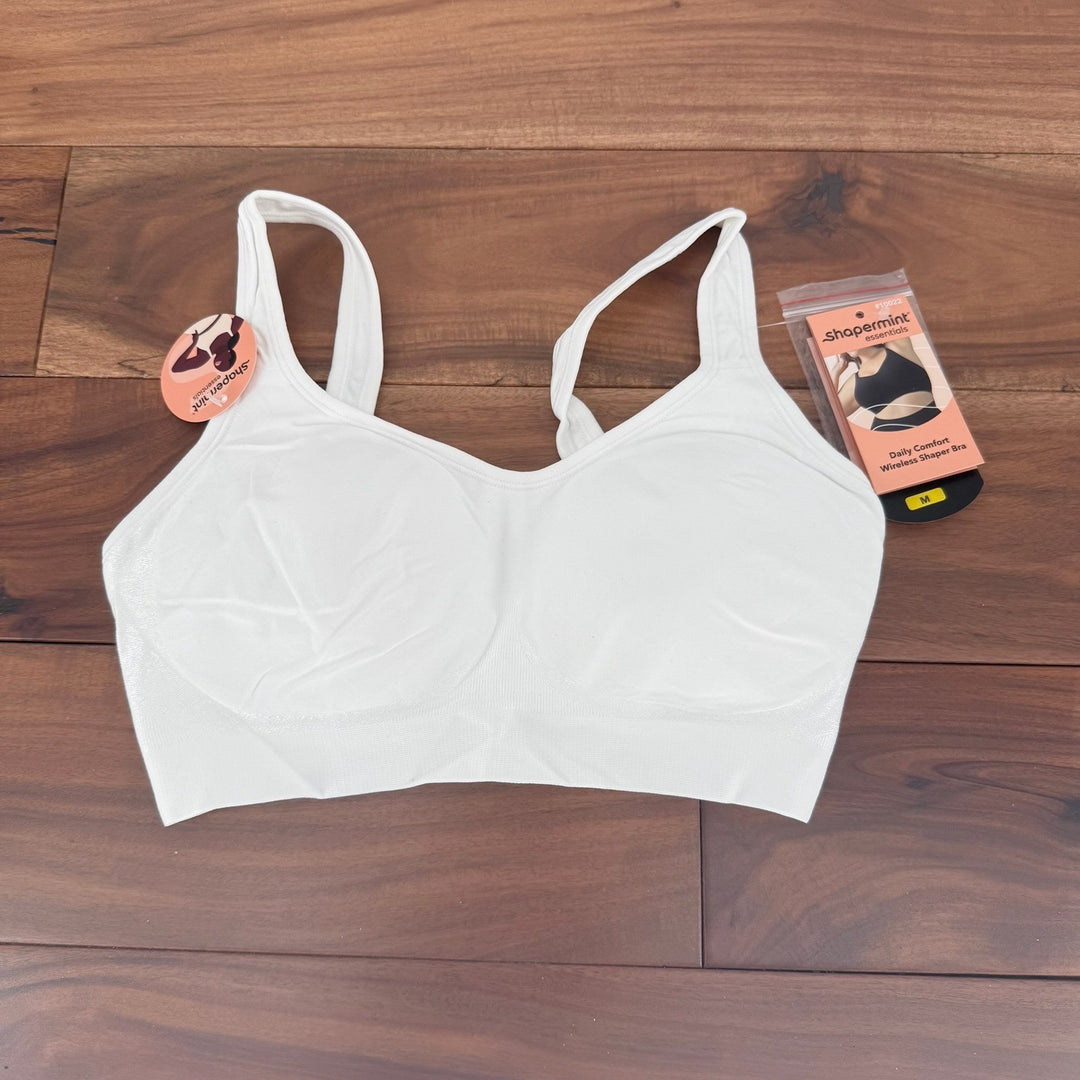Shapermint Essentials Daily Comfort Wireless Shaper Bra White Medium