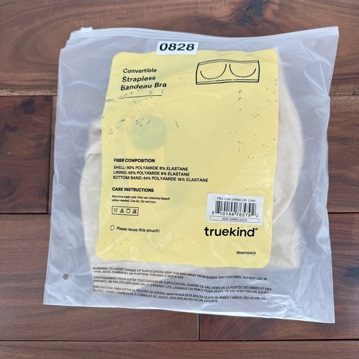 Truekind Convertible Strapless Bandeau Bra Chai 2XL