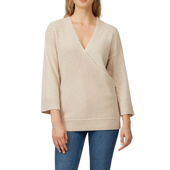 Charli Lanie Sweater Knit Wrap Beige Wool Blend Oversized Comfy Casual Pullover