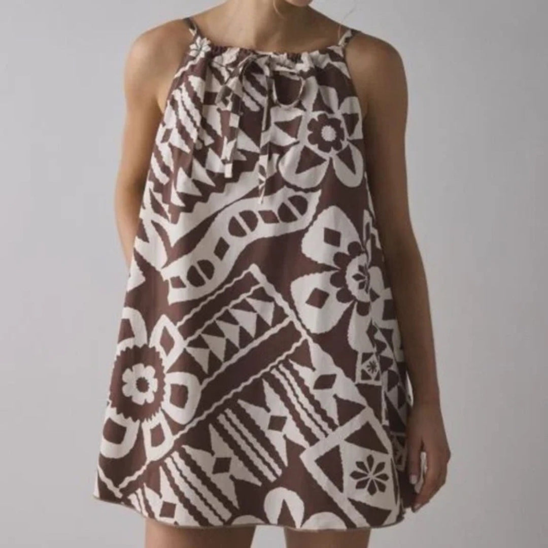 BDG Eva Tie-Front Ruched Strap Trapeze Mini Dress Size XS