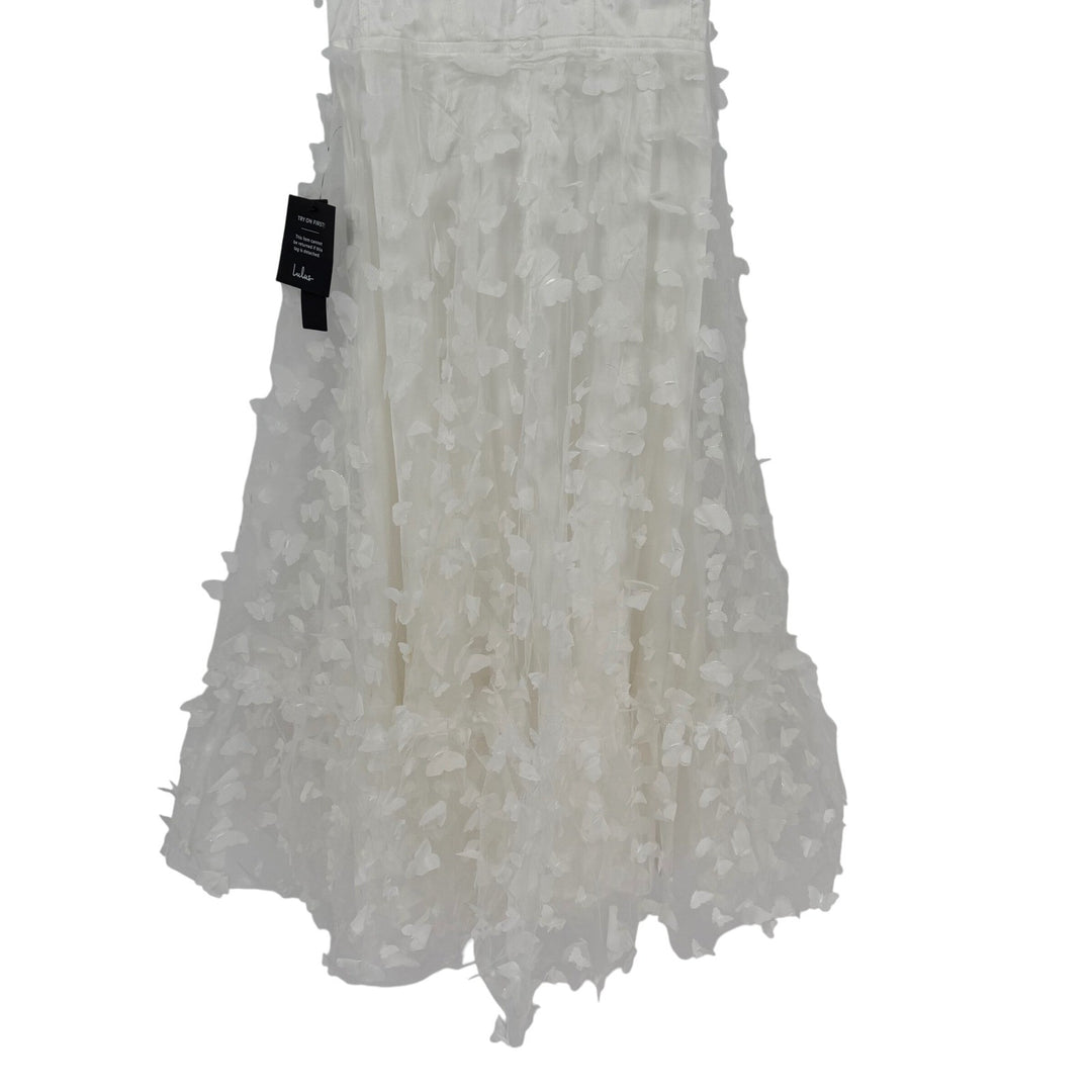 Lulus Time To Fly White Butterfly Lace-Up Midi Dress Size S