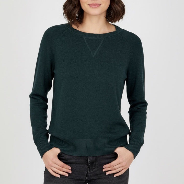 French Connection Dark Green Crew Neck Raglan Sleeve Knit Sweater XS
