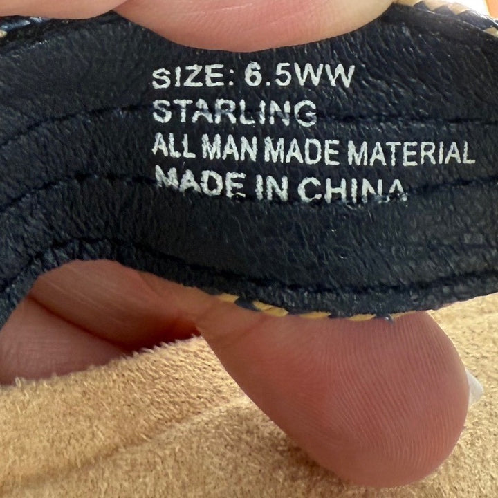 Easy Street Starling Espadrille Flip Flops Navy Blue Womens 6.5