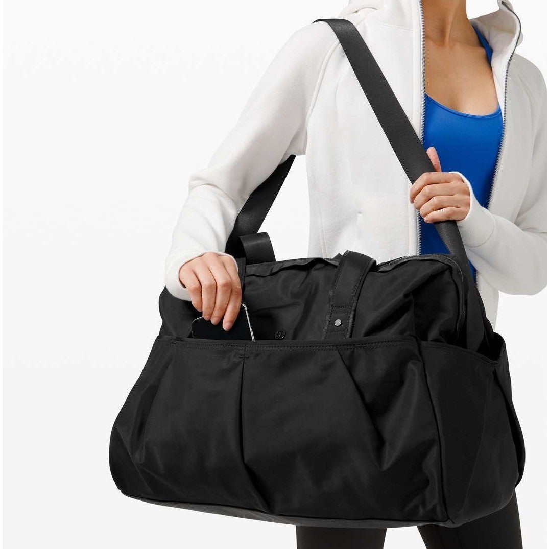 Lululemon Black Nylon Duffel Bag Gym Travel Weekender Sport Carryall