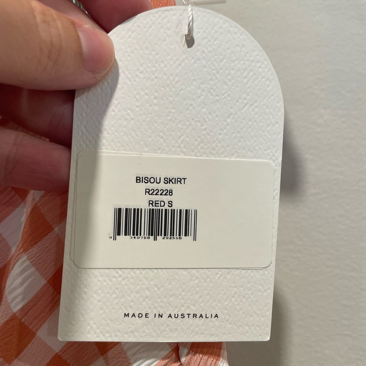 Rumer Bisou Ruched Gingham Maxi Skirt Size S